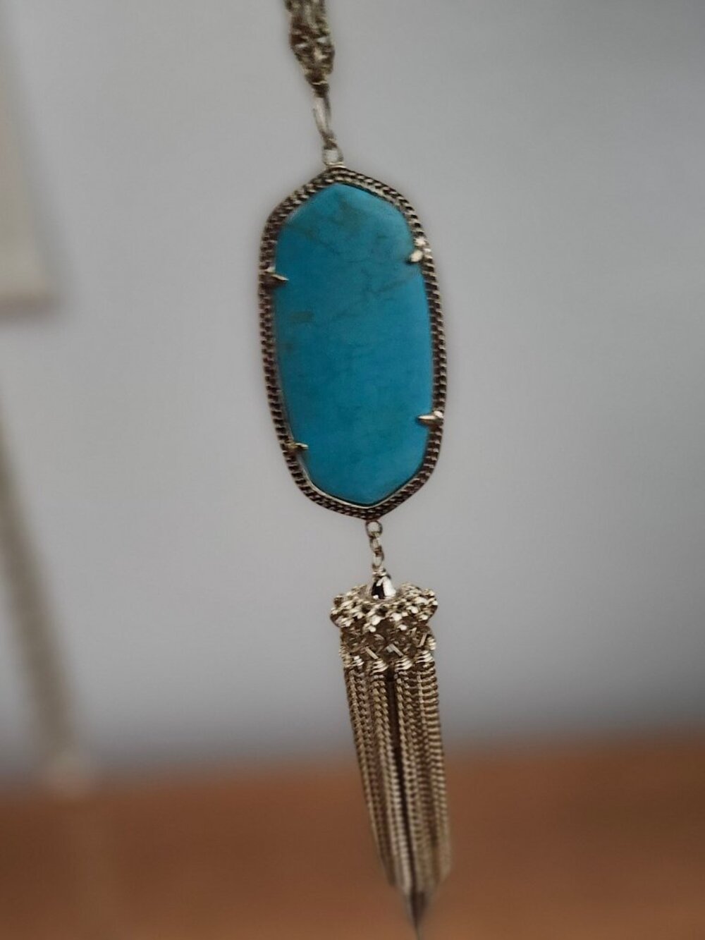 Kendra Scott Turquoise Blue Rayne Gold Pendant Necklace